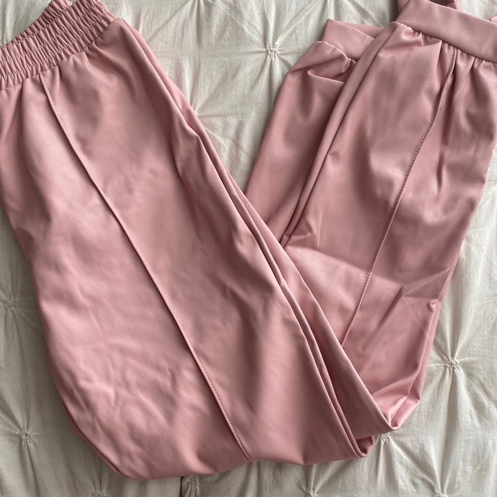 Stylish blush pink Fashion Nova parachute pants